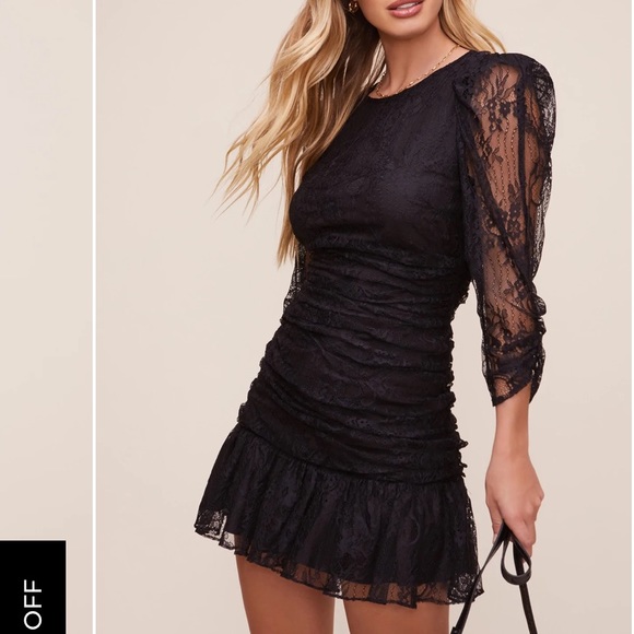 ASTR the Label Rosalind Black Lace Fitted Mini Dress || Revolve Small - Picture 2 of 7